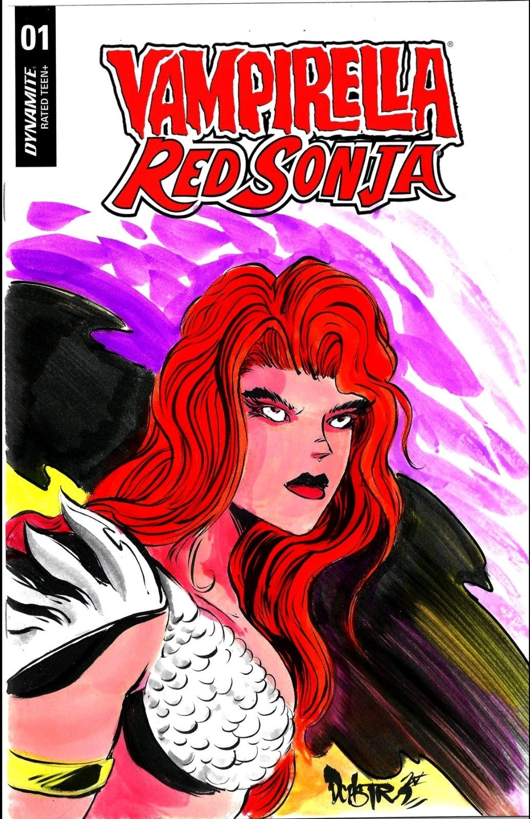 Vampirella Red Sonja #1 (2016) Blank Cover Comic W Original Dave Castr Art