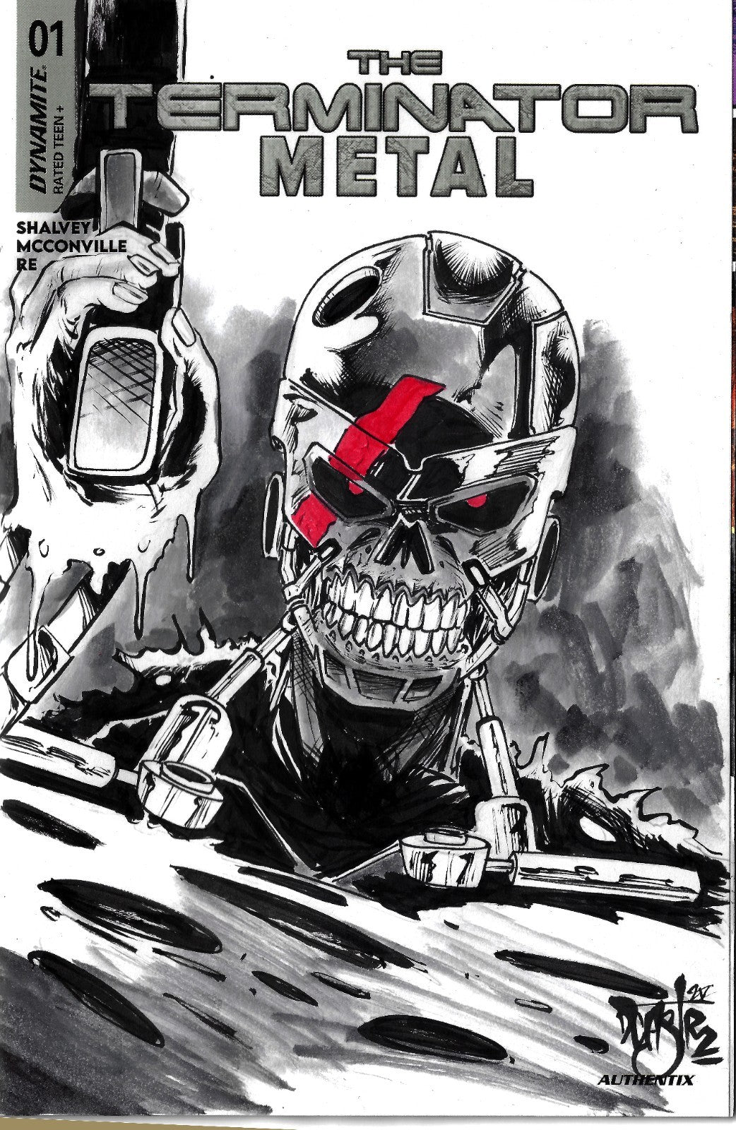 Terminator Metal #1 Dynamite 2025 Comic Sketch Variant Cvr W Original DCastr Art