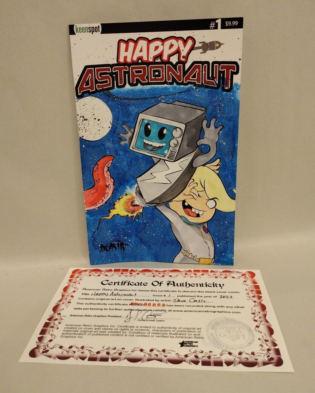 Happy Astronaut 1 Keenspot 2023 Sketch Variant Cover Comic W Original DCastr Art