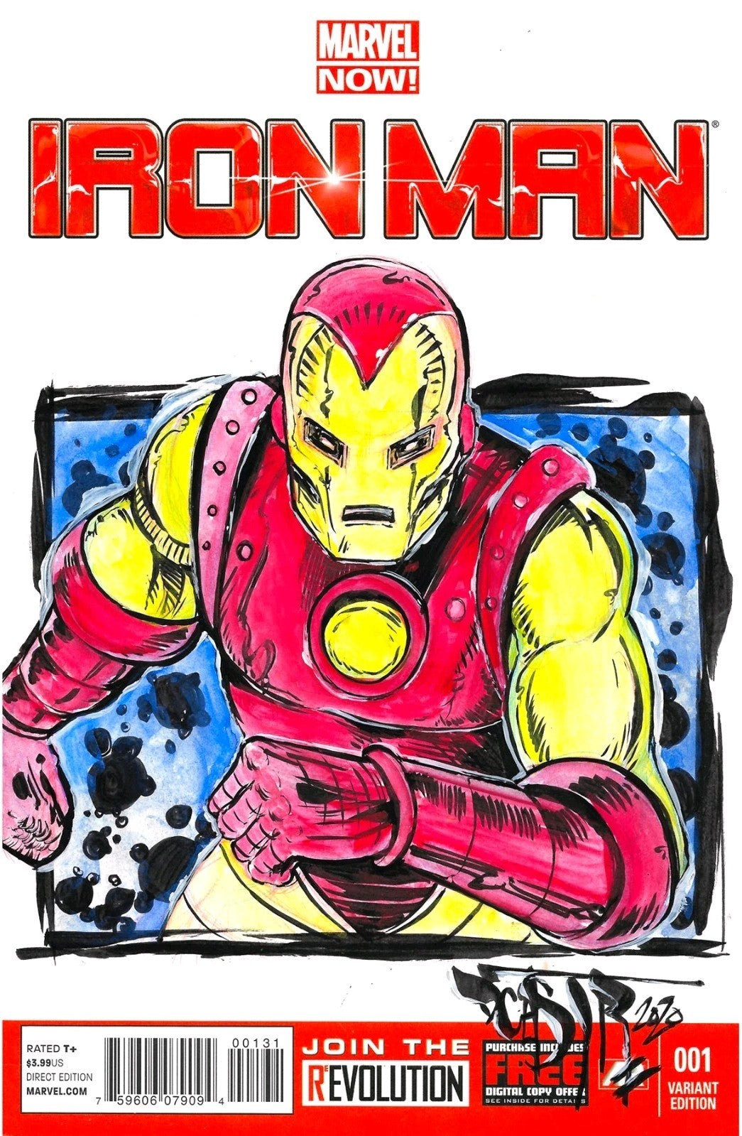 Iron Man #1 (2013) Marvel Comic Sketch Variant Cover w Original Dave Castr Art