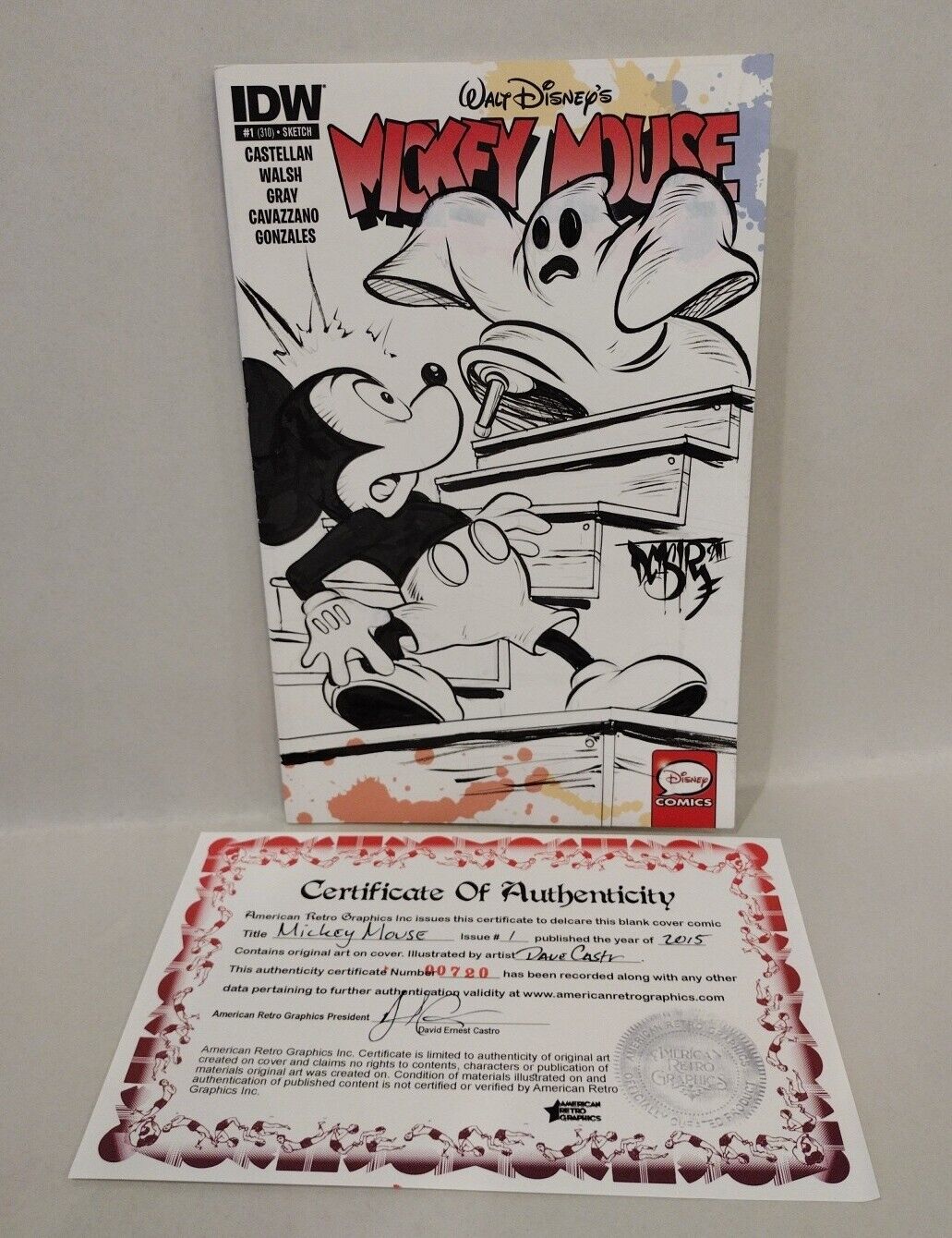 Walt Disney's Mickey Mouse #1 (2015) IDW Blank Sketch Comic Cover w Original Art