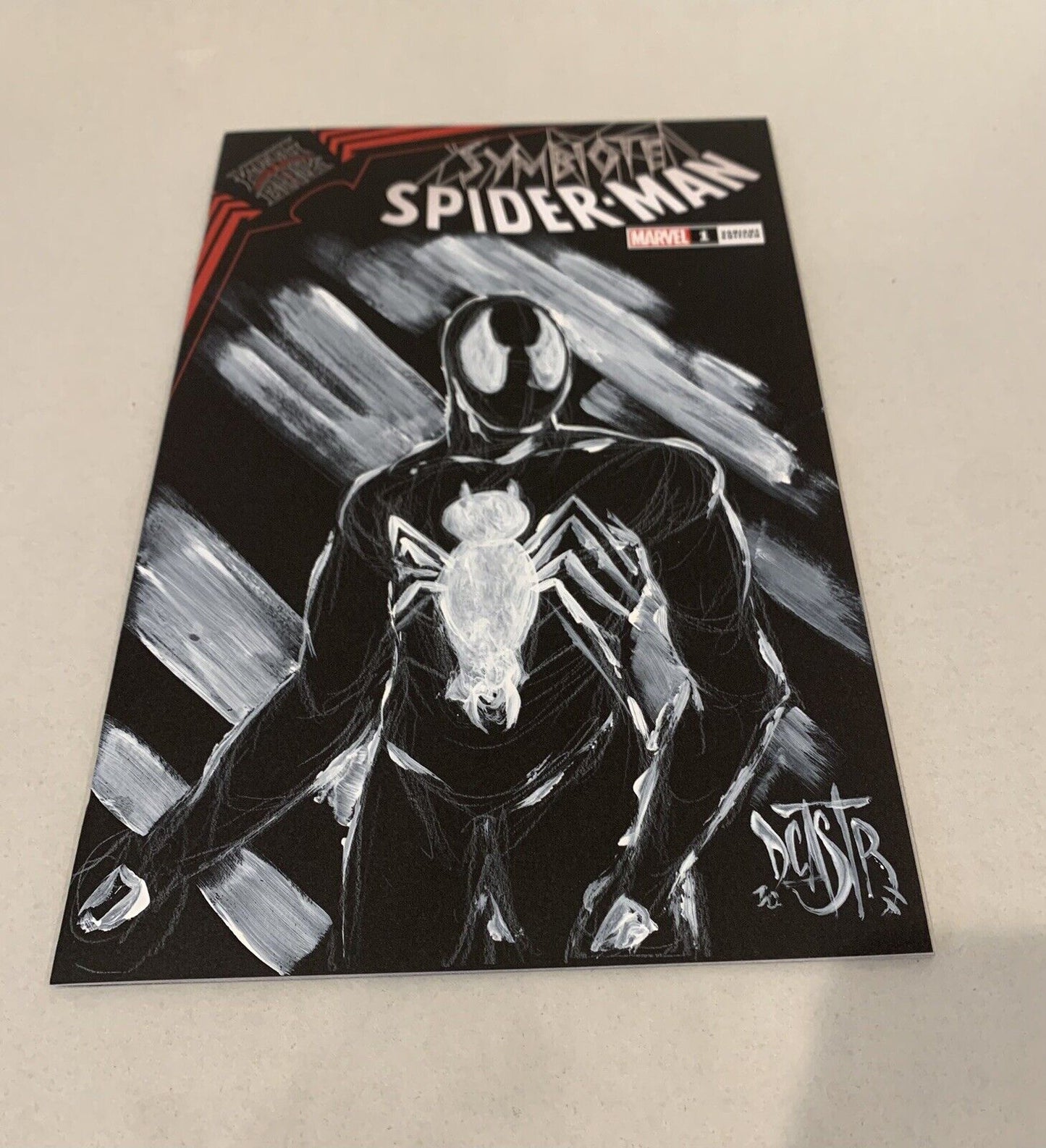 SYMBIOTE SPIDER-MAN #1 Blank Cover Variant  Comic w Original DAVE CASTR Art COA