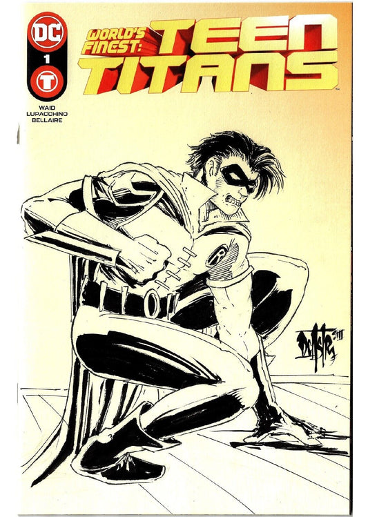 World's Finest Teen Titans #1 Sketch Variant Comic w Original Dave Castr Art 