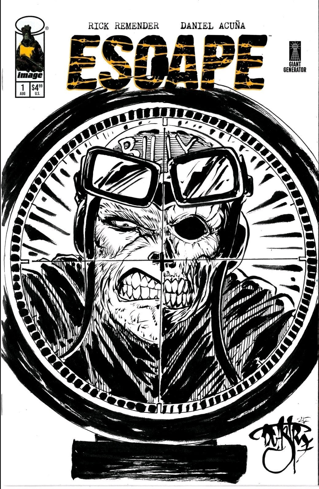 Escape 1 (2025) Image Comic Sketch Cover Variant W Original Dave Castr Billy Art