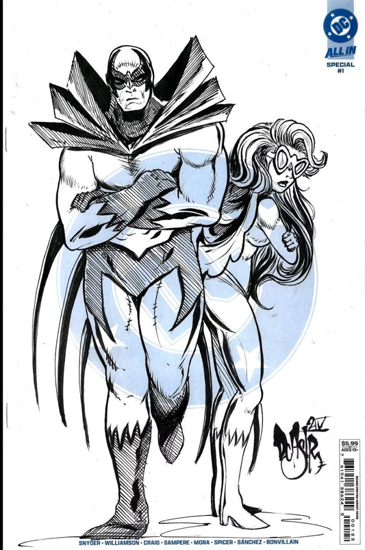 DC All In Special 1 2024 Sketch Cover Comic W Original DCastr Hawk And Dove Art