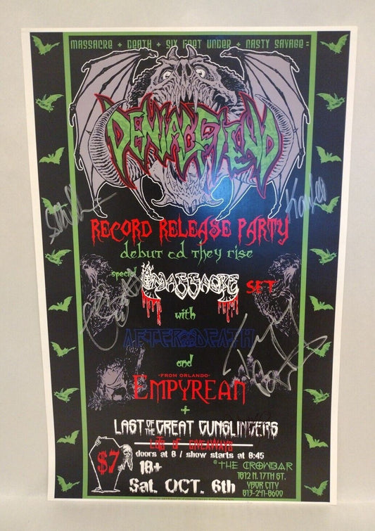 Denial Fiend 11 X 17" Gig Poster 5X Signed Tim Vigil Lee Butler Beeson Williams 