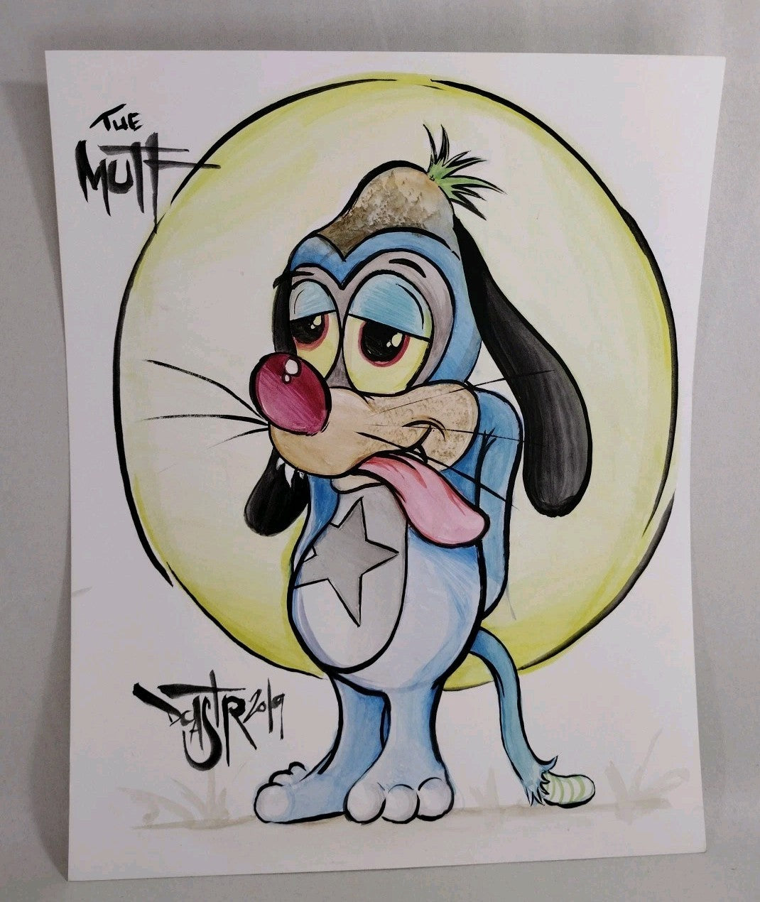 The Mutt 8 x 10" Dave Castr Original Sad Dog Comic Watercolor Art W ARG COA 68