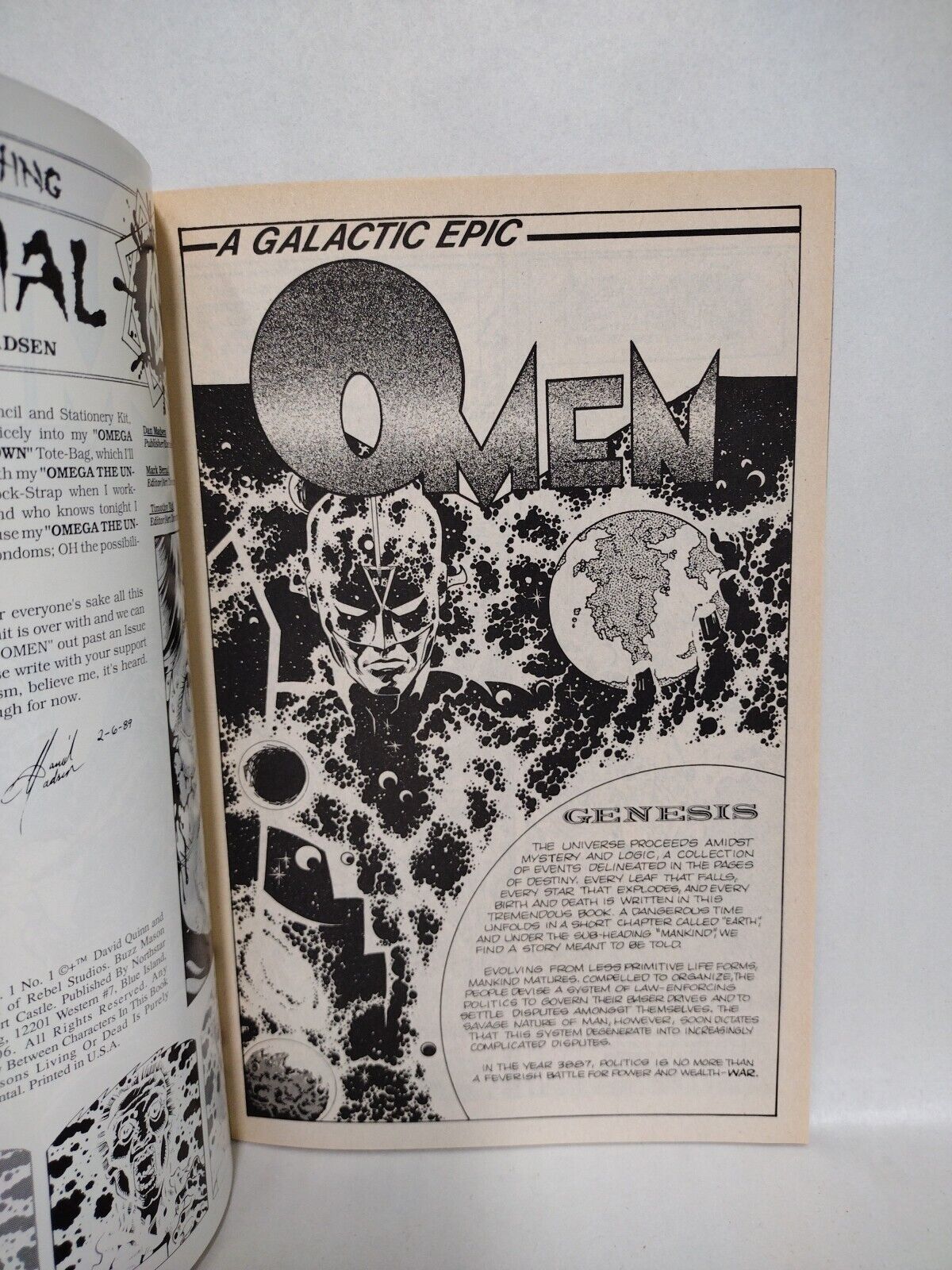 Omen (1989) Complete Northstar Comic Set #1 2 3 Tim Vigil David Quinn Sci-Fi