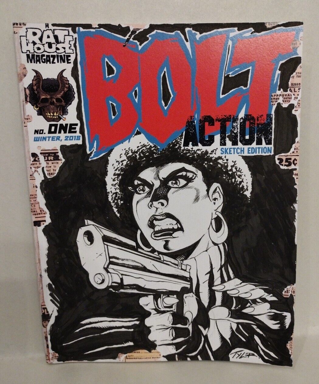 Bolt Action 2018 #1 Rat House Comic Blank Cover Variant w Original Tim Tyler Art