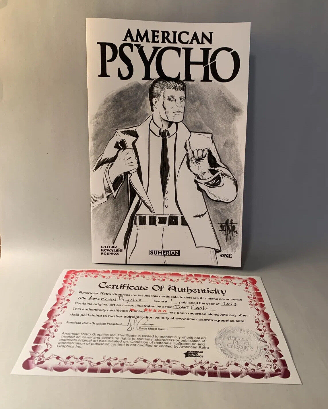 AMERICAN PSYCHO #1 Blank Sketch Cover variant Comic W Original Dave Castr Art