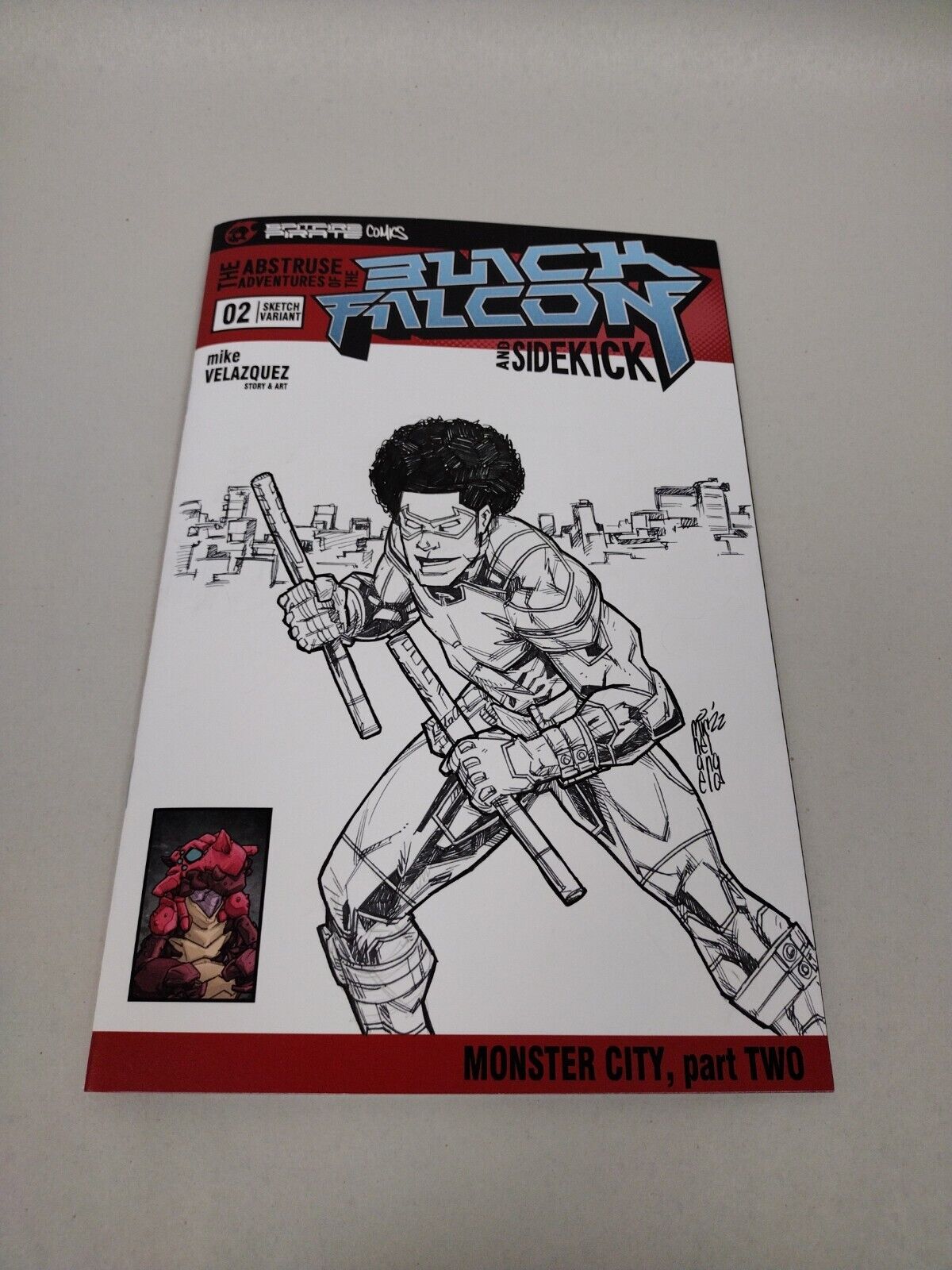 BLACK FALCON AND SIDEKICK #2 Blank Cover Variant w Original Art MIKE VELAZQUEZ