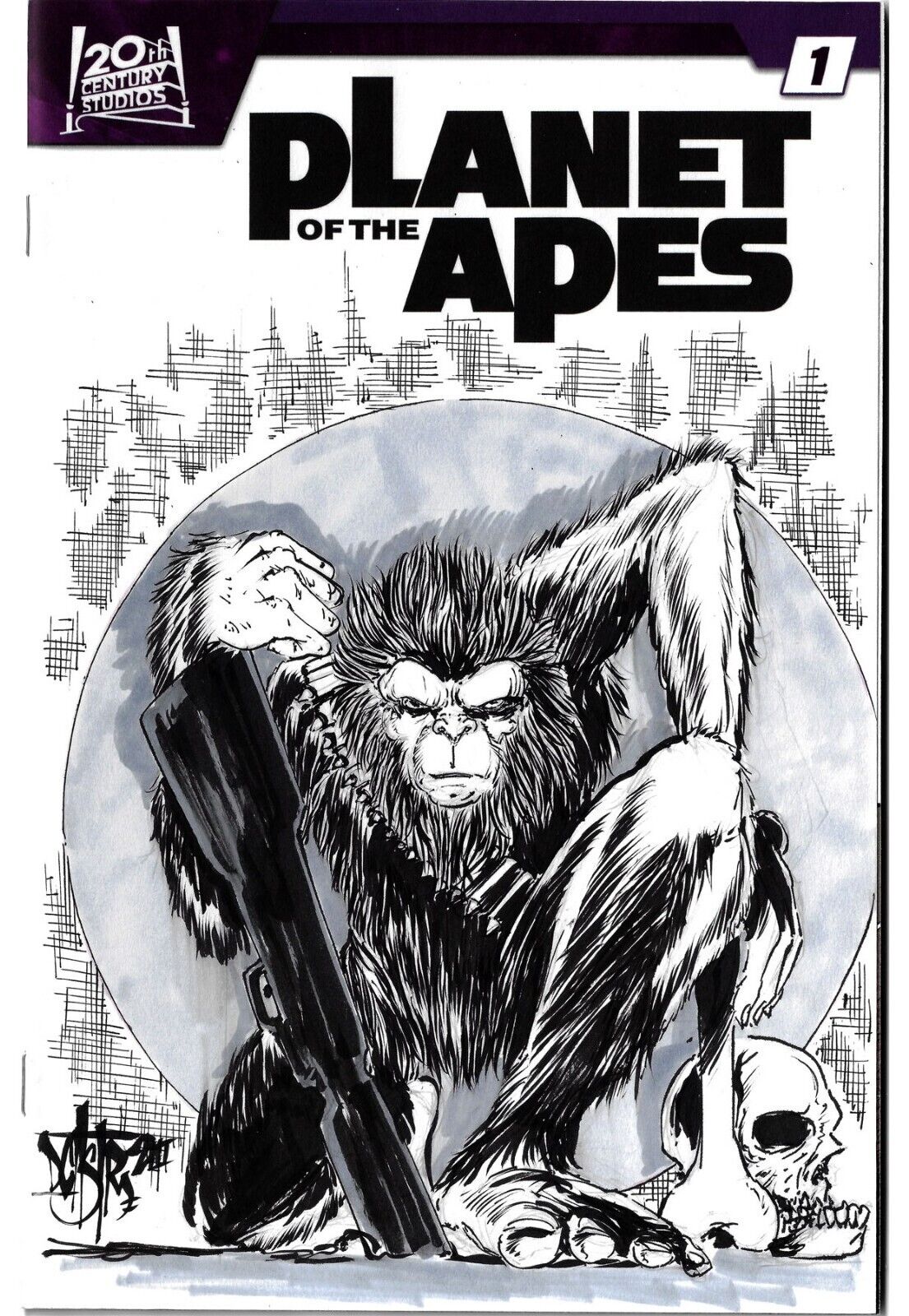 Planet Of The Apes #1 Sketch Cover Variant Comic 2023 W Dave Castr Original Art