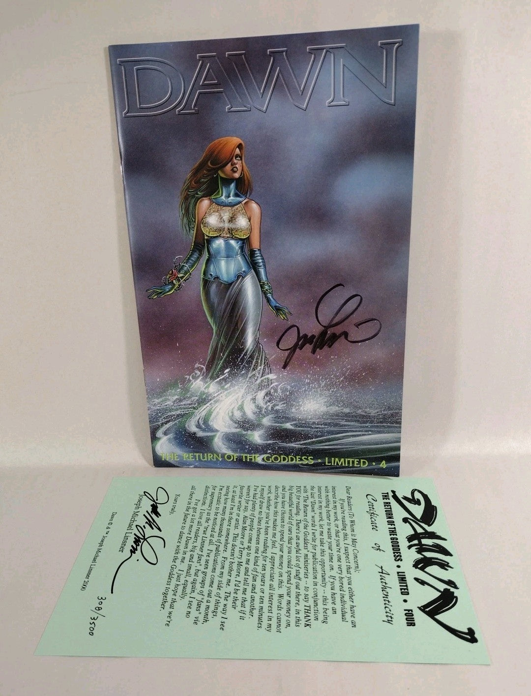 Dawn Return Of The Goddess Limited #4 Signed J M Linsner W COA #'d 308/3500 NM