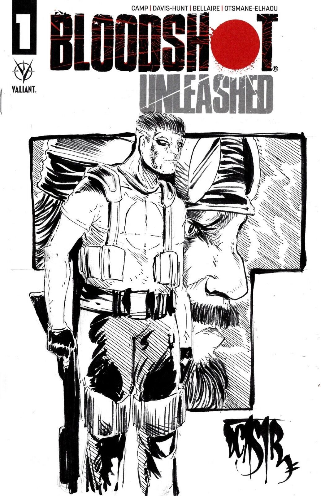 Bloodshot Unleashed 1 (2022) Valiant Comic Blank Cover w Original DCastr Art COA