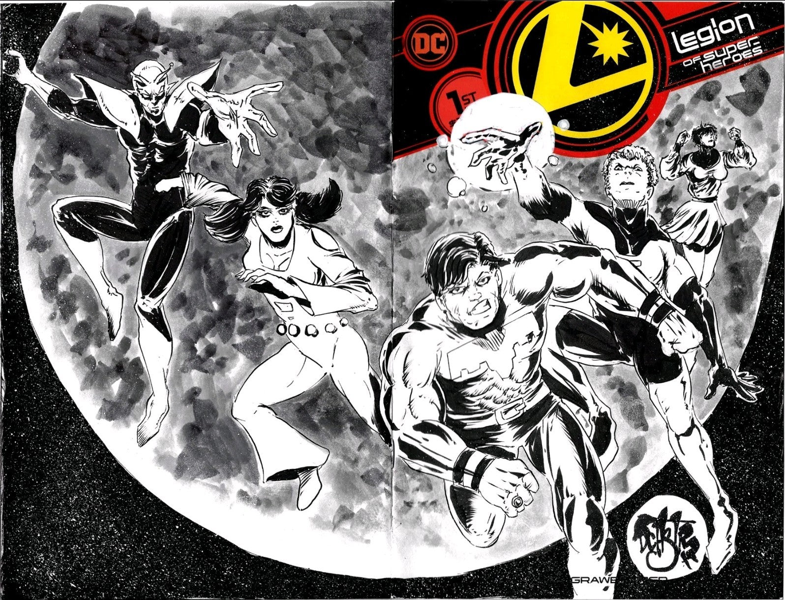 Legion Of Superheroes #1 (2020) DC Sketch Var Comic Cover W Original DCastr Art