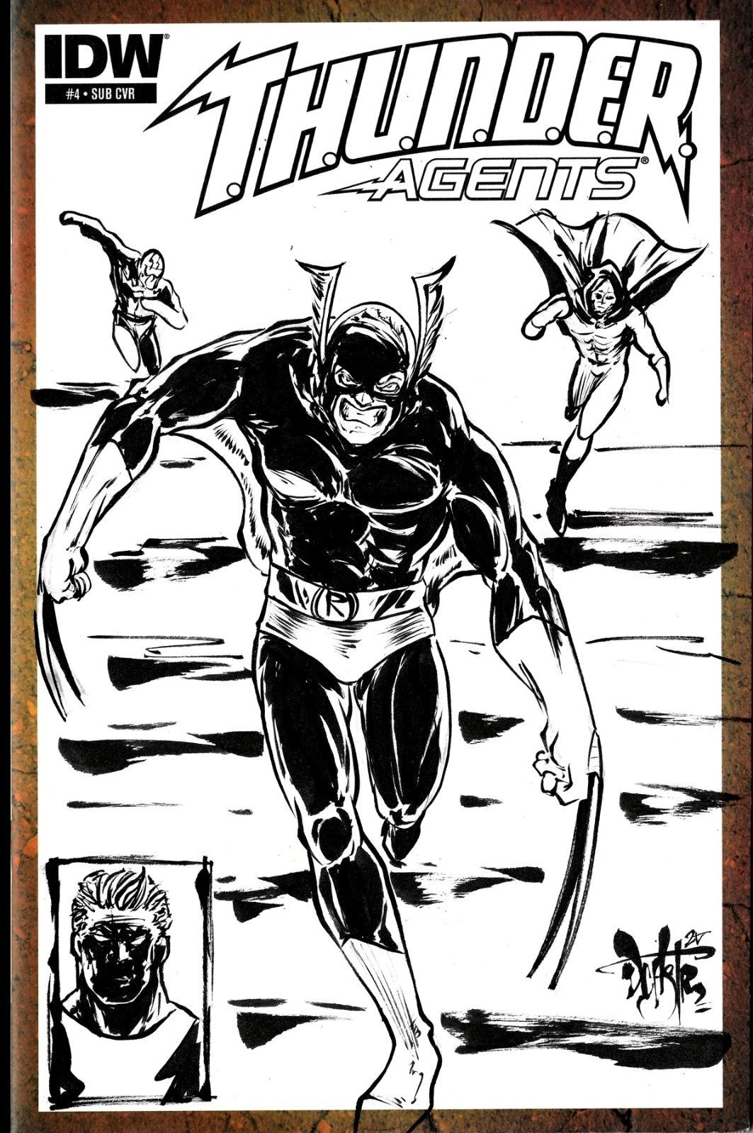 Thunder Agents #4 (2014) IDW Sketch Variant Cover Comic Original Dave Castr Art