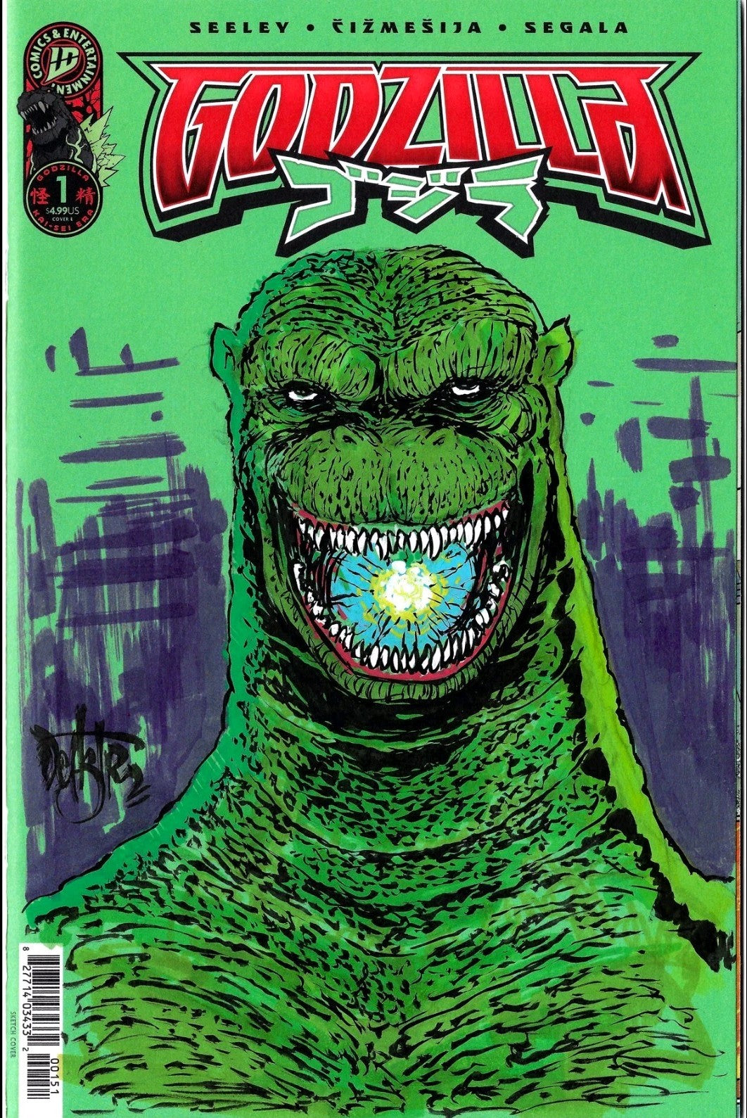 Godzilla #1 (2025) IDW Sketch Cover Variant Comic W Original Dave Castr Art