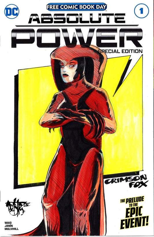 Absolute Power 1 (2024) DC Comic Sketch Var Cover W Original Crimson Fox Art