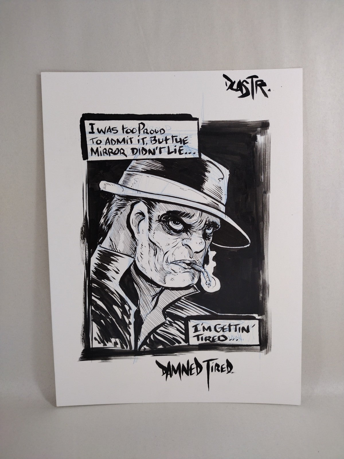 Damned Tired 9x 12" Original Dave Castr Detective Comic Art W ARG COA 54