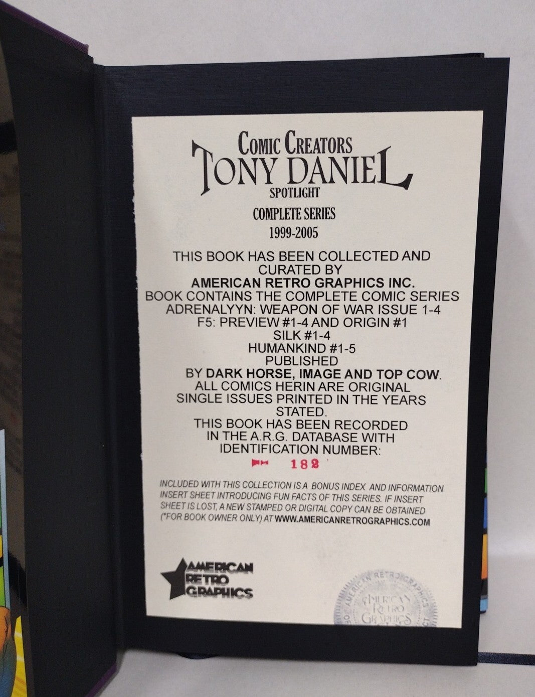 Comics Creators Spotlight Tony Daniel 1999-2005 ARG Custom Bound Comic HC W DJ