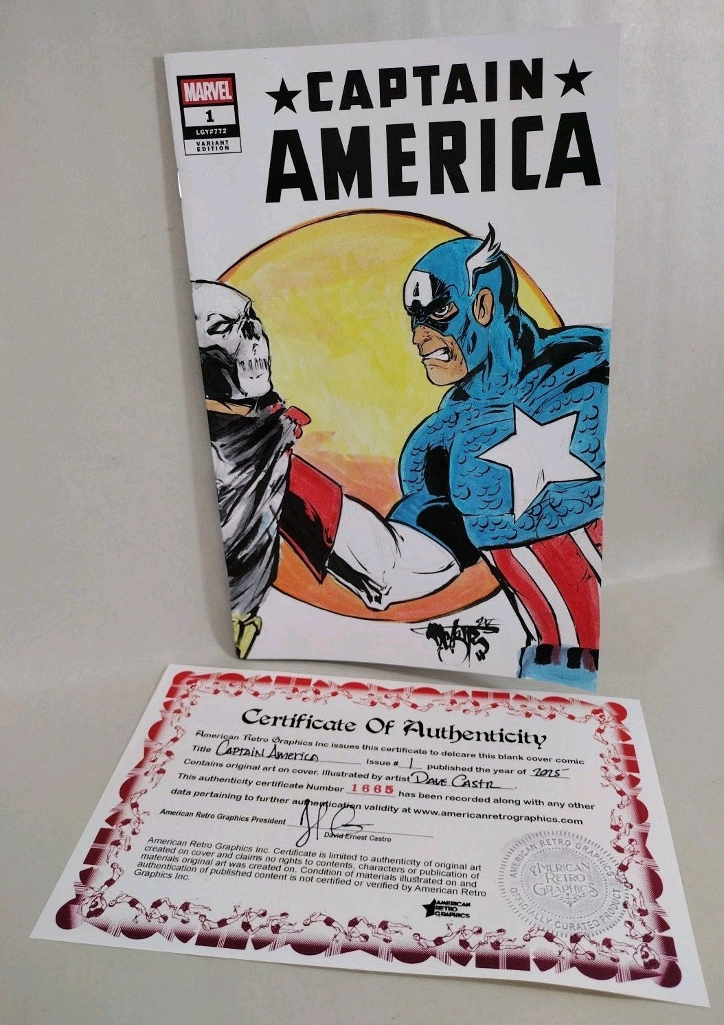 Captain America #1 (2025) Marvel Sketch Cover Comic W Original Dave Castr Art