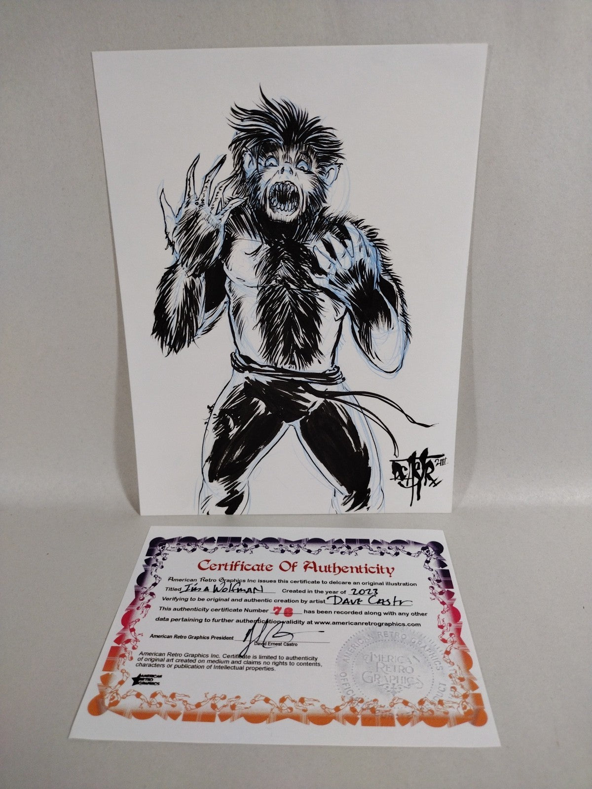 I’m a Wolfman (2023) 6 X 8" Dave Castr Original Illustration Art W ARG COA 76