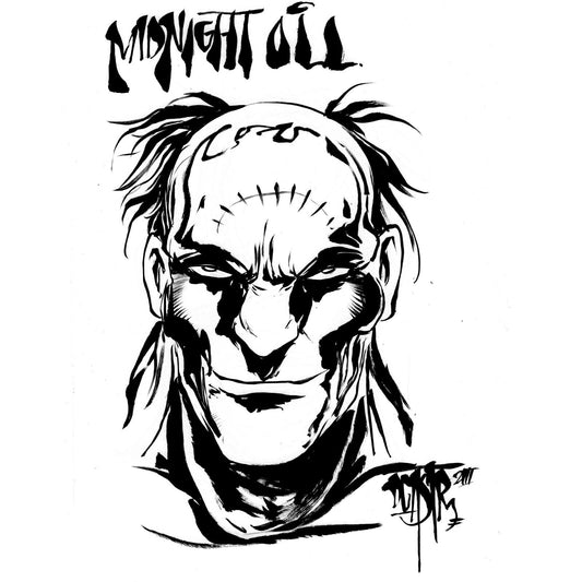 Dave Castr Original 9 X 12 Midnight Oil Face Inked Comic DCastr Art W ARG COA