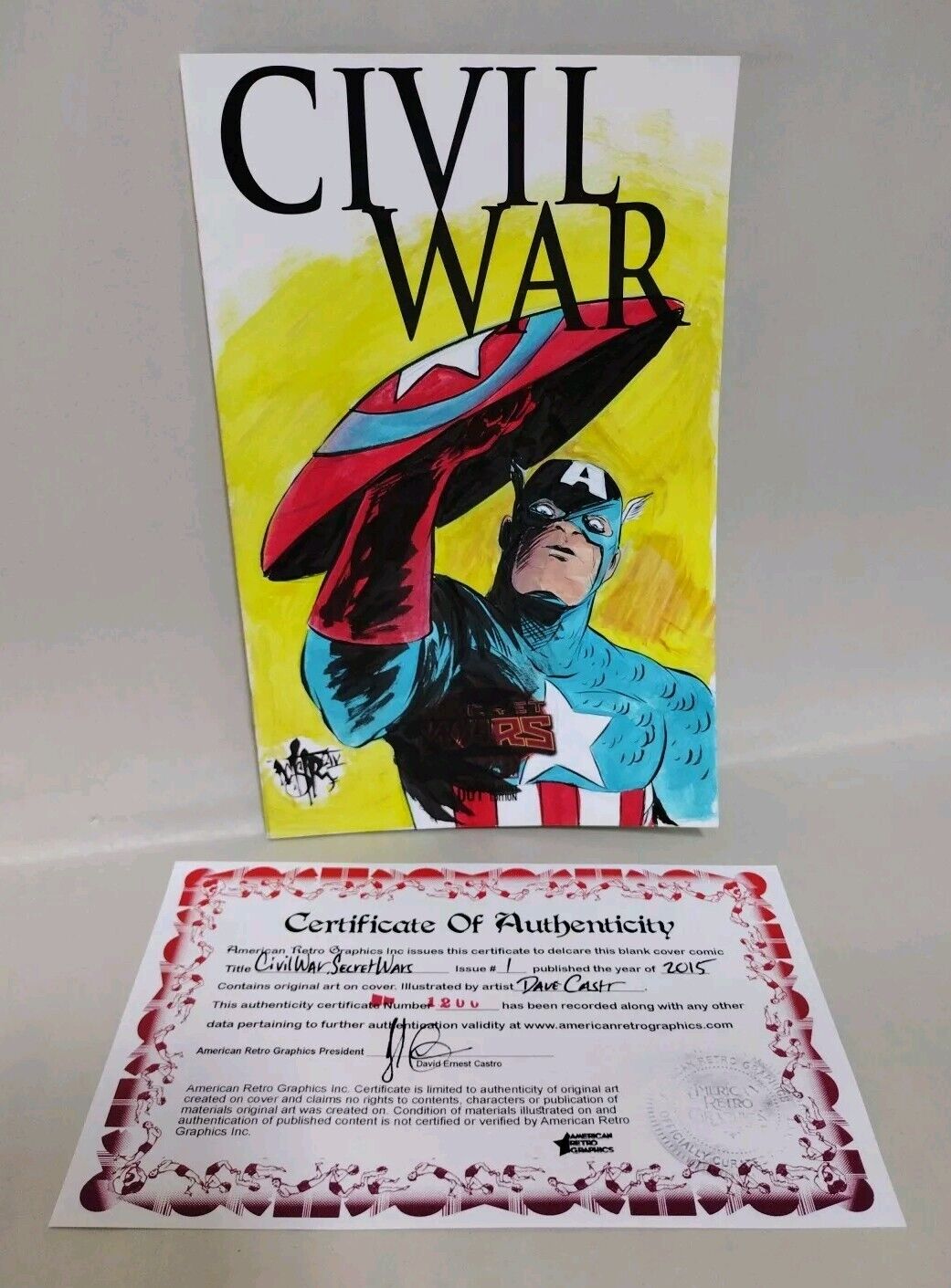 CIVIL WAR #1 (2015) Marvel Sketch Variant W Original Art DCastr Captain America 