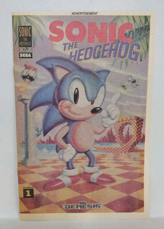 Sonic The Hedgehog #1 (1991) Newsprint Sega Games Insert Comic 1st Appearance 