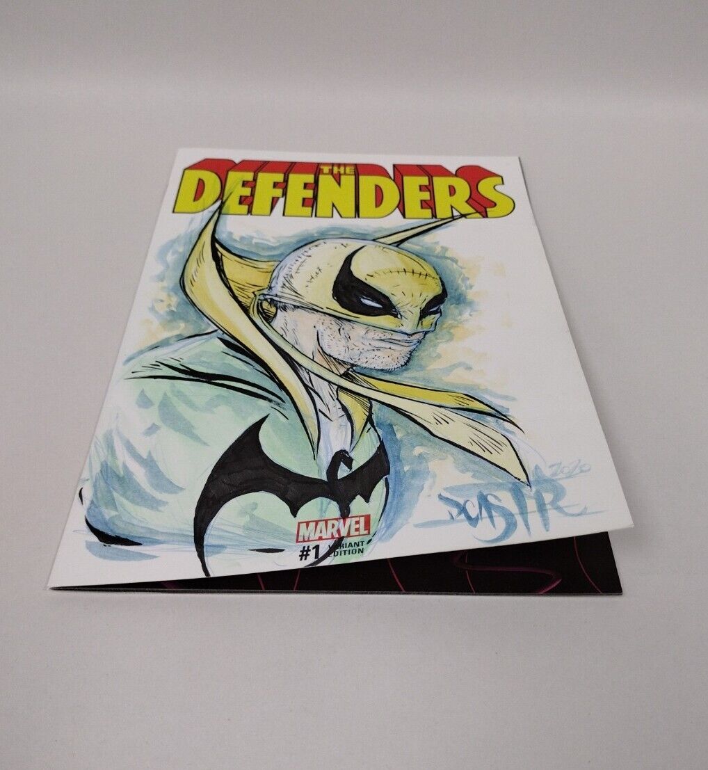 The Defenders #1, 2017 Blank Cover Comic Original Iron Fist Head/Bust DCastr Art