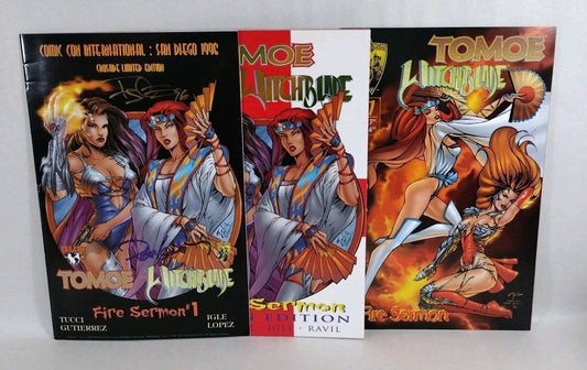 Tomoe Witchblade #1 (1996) Crusade Comic Lot Of 3 SDCC Preview + Avalon Ed VF-NM