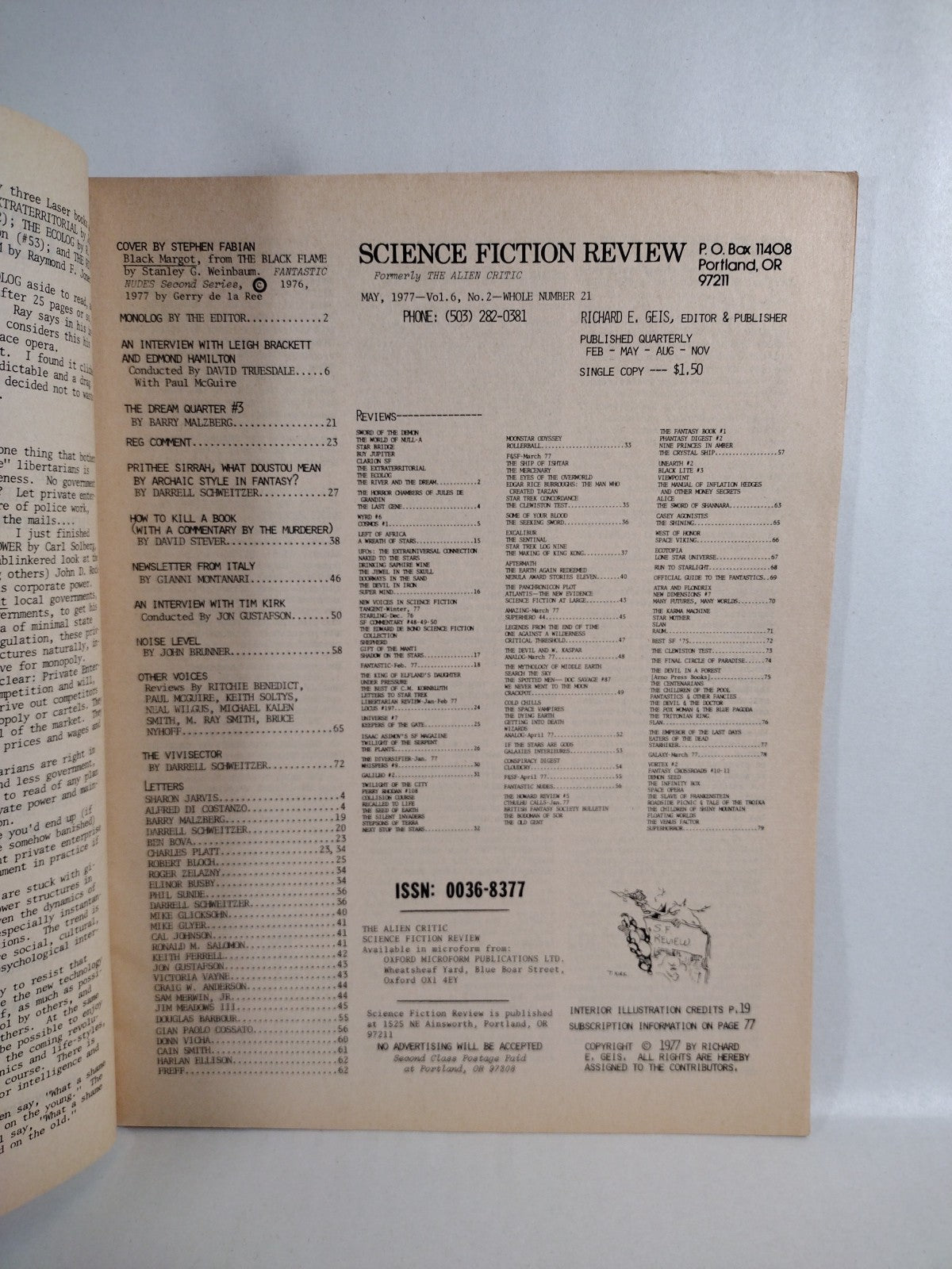 Science Fiction Review (1975) Fanzine Lot #14 20 21 Stephen Fabian Cover Art