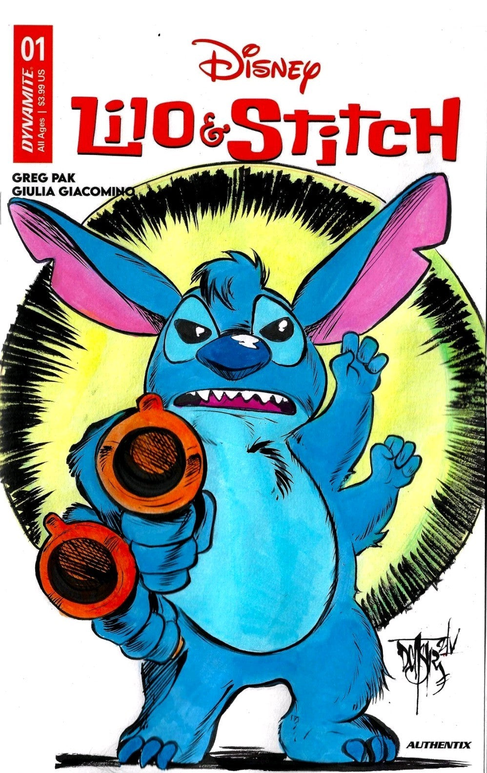 Lilo & Stitch #1 Disney Dynamite Sketch Variant Cover W Original Dave Castr Art 