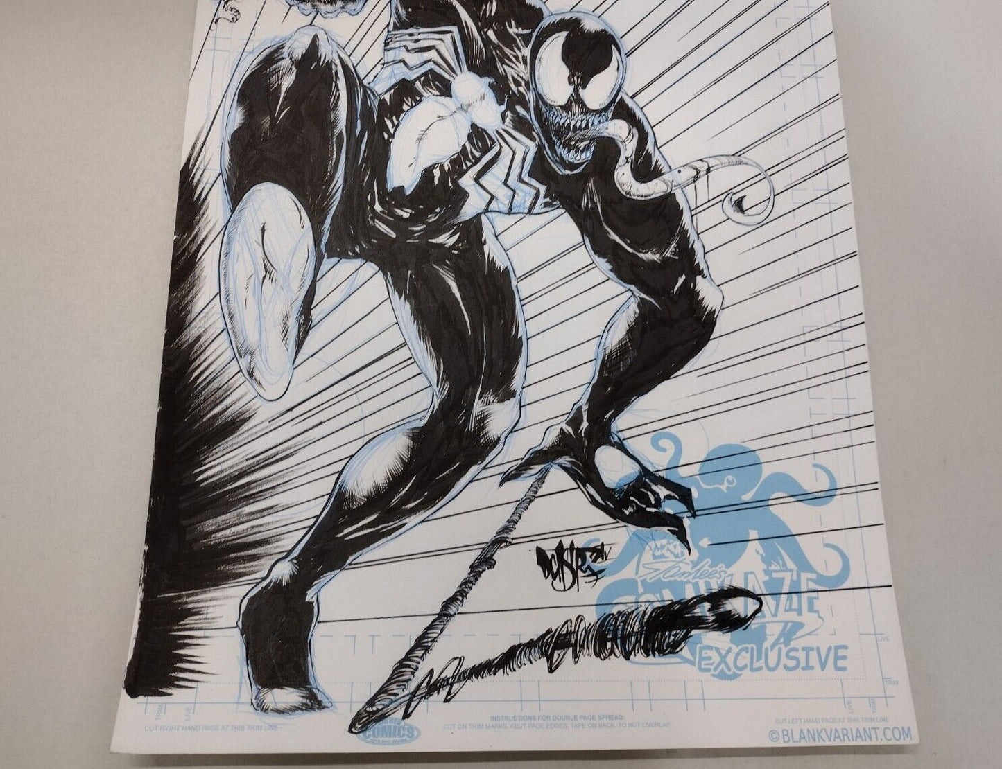 Venom Comikaze Original Illustration (2024) 11 X 17" Signed Dave Castr W COA