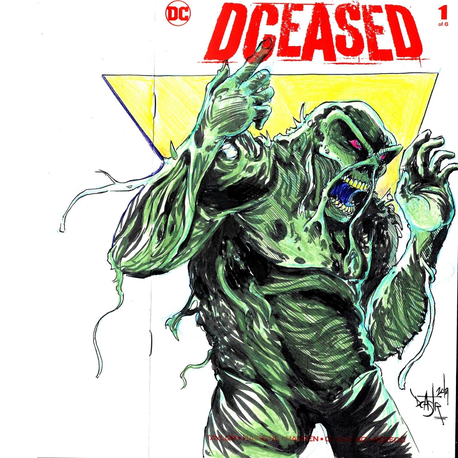 DCEASED #1 (of 6) (2019) Blank Sketch Cover W Original Art DCastr 