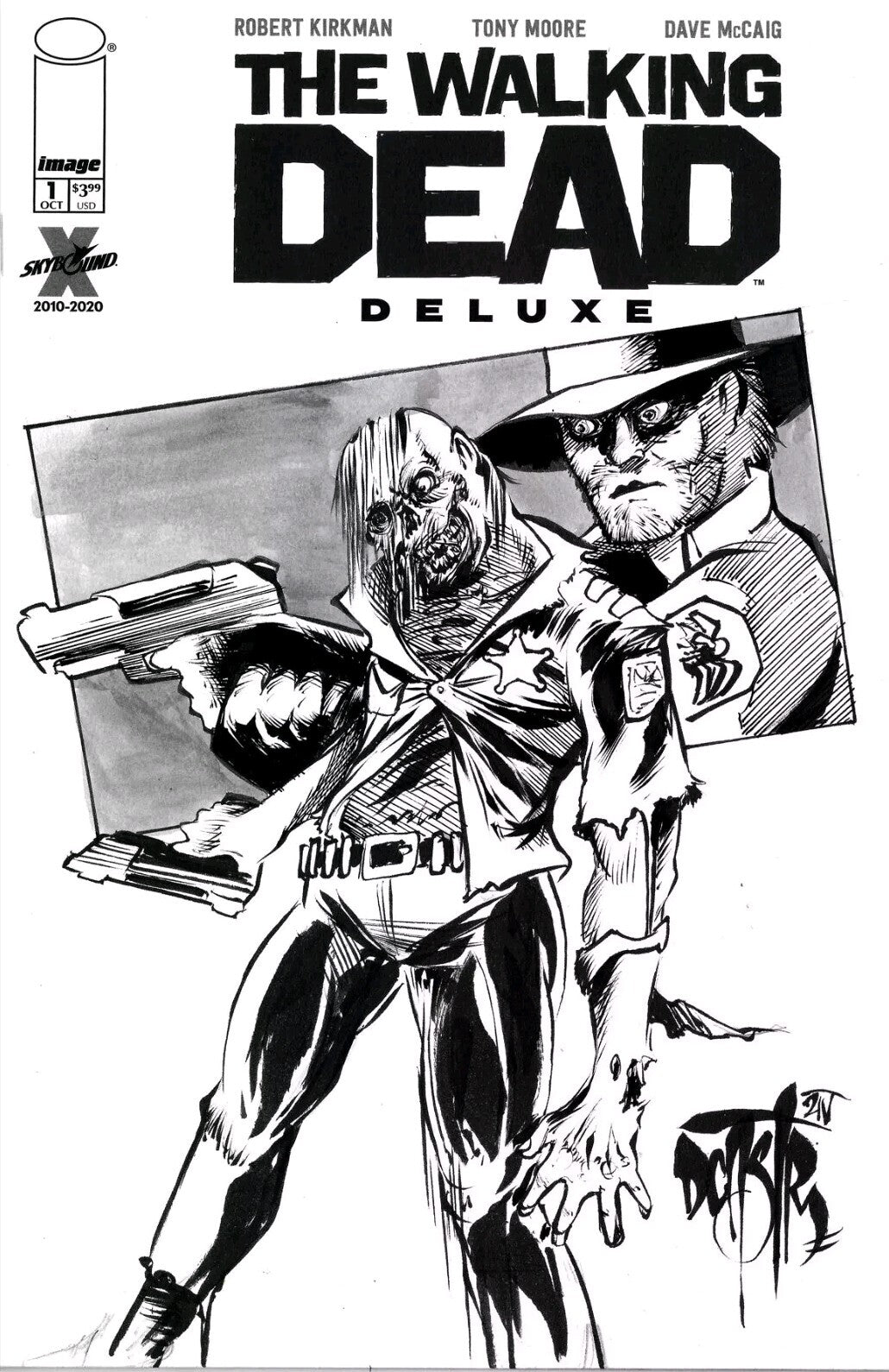WALKING DEAD DELUXE #1 Sketch Variant Cover Comic W Original Art Dave Castr