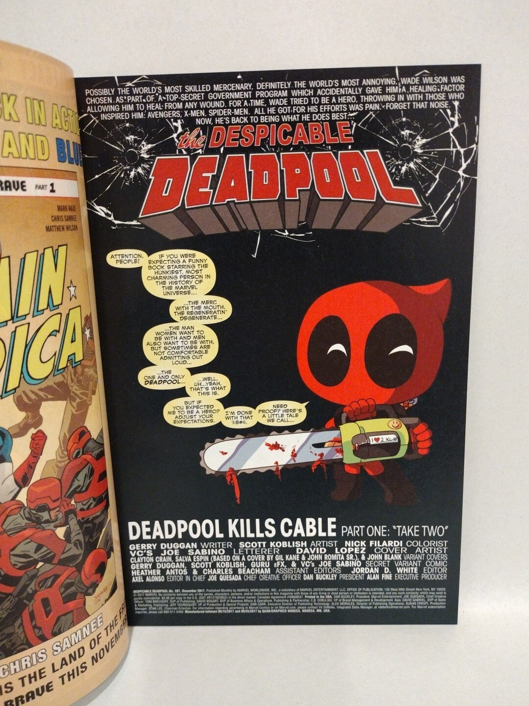 Despicable Deadpool #287 (2017) Marvel Comic Kills Cable Part 1 Cover A NM