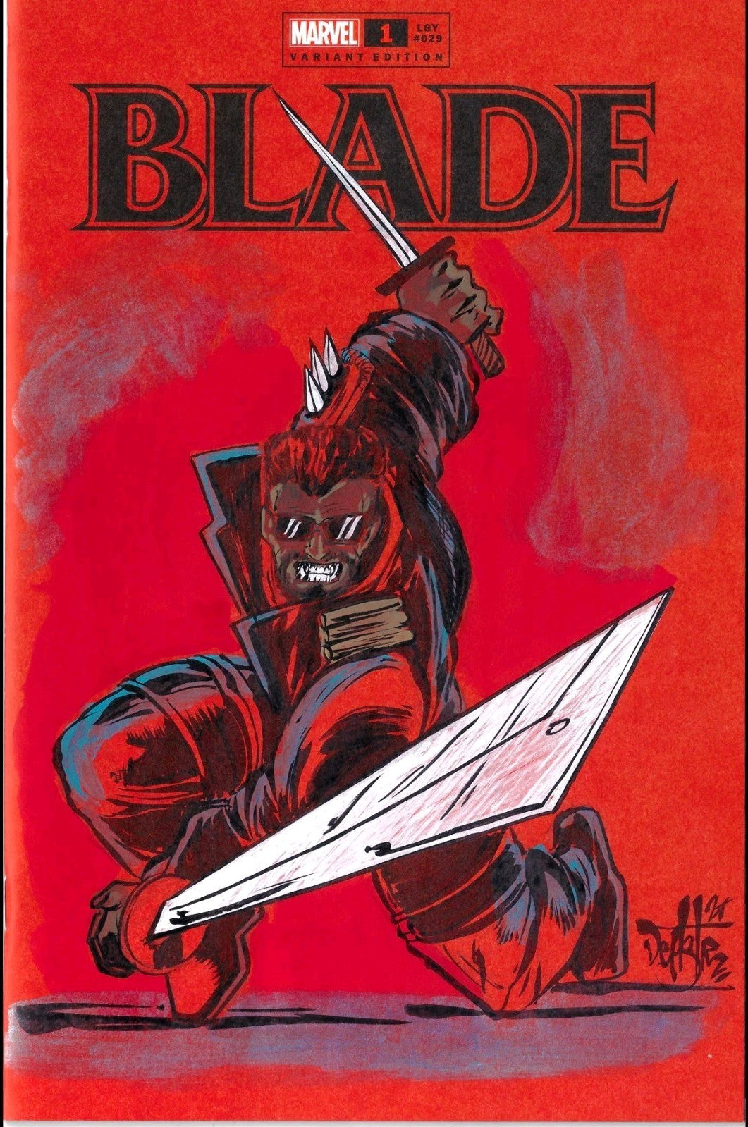 Blade #1 (2023) Marvel Comic Sketch Cover Variant W Original Dave Castr Art