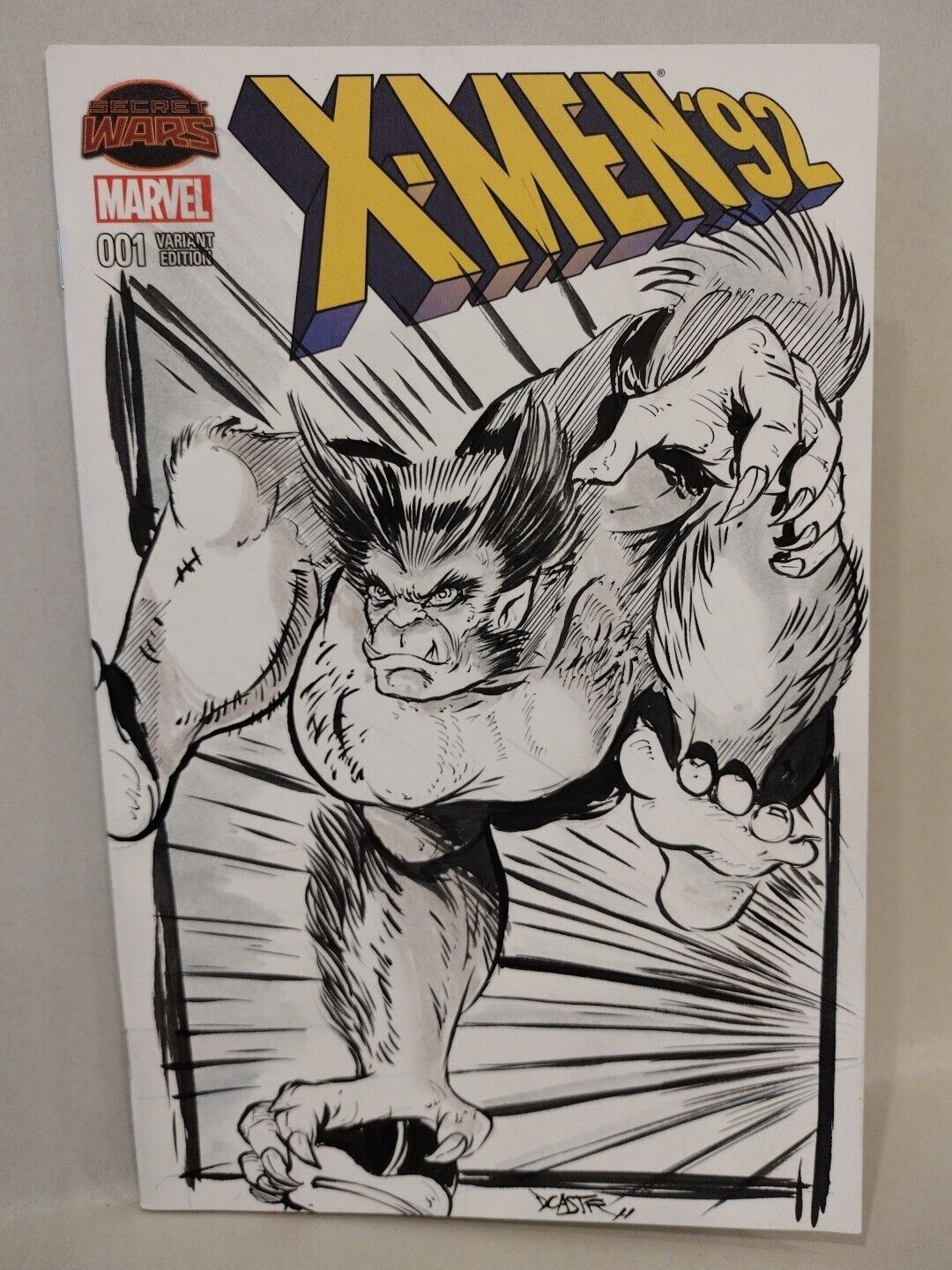 X-Men '92 #1 Marvel Blank Sketch Cover Comic w Original Dave Castr Beast Art