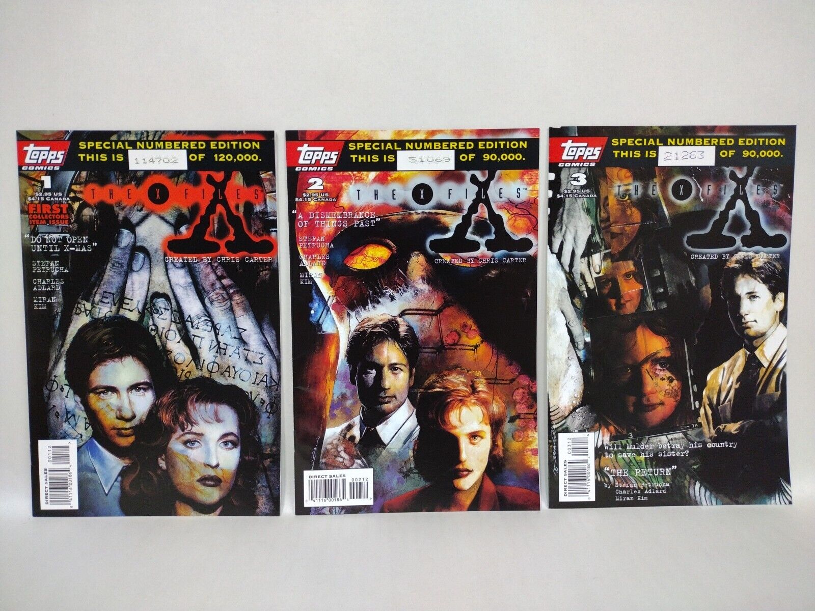 X-Files (1995) Topps Comics Special Edition Numbered Variant Lot Set #1 2 3