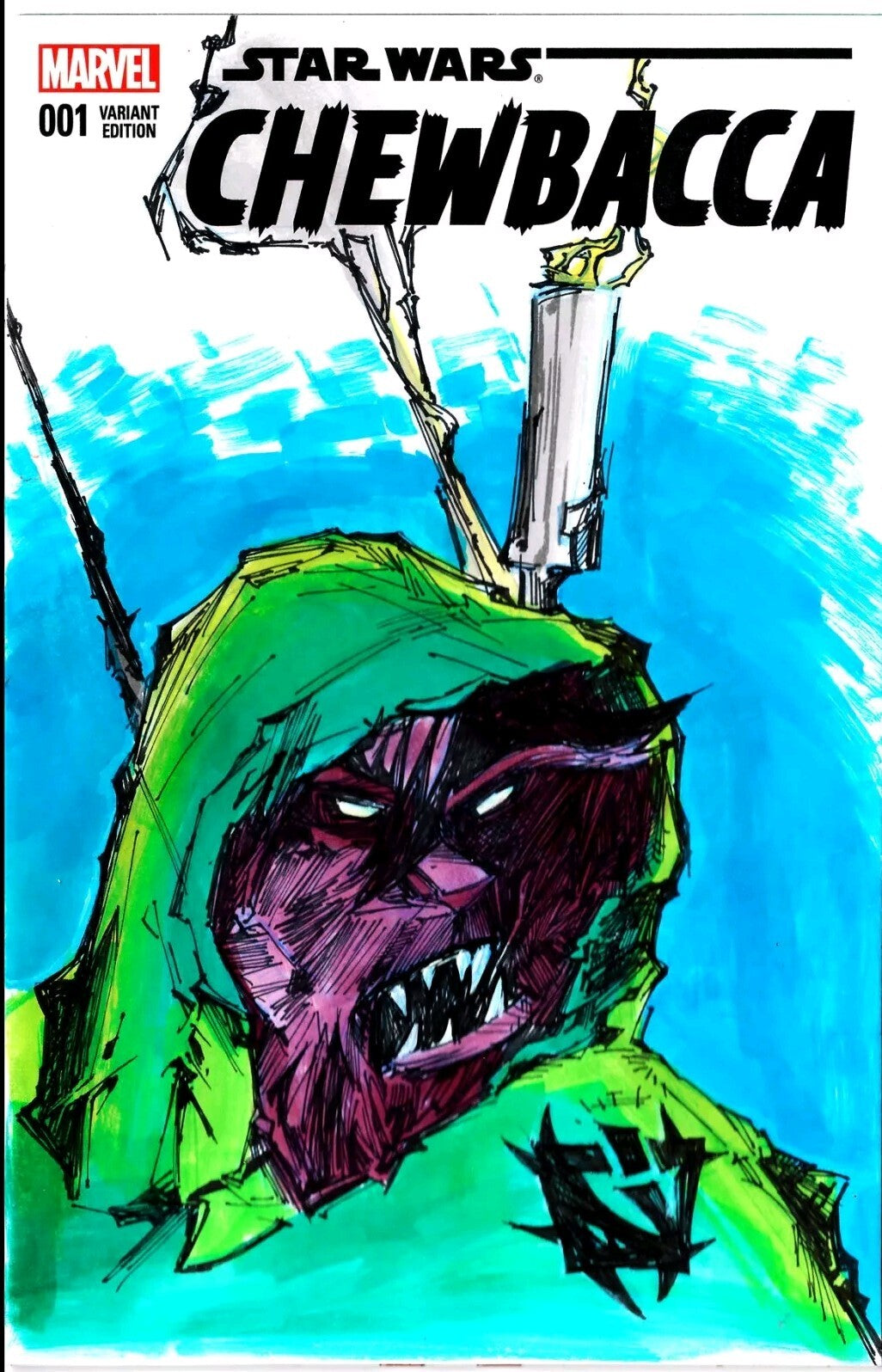 Star Wars Chewbacca #1 (2015) Marvel Sketch Var Cover Comic W Original JAG Art
