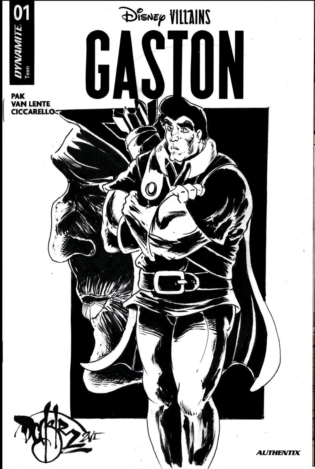 Gaston 1 (2026) Disney Villain Dynamite Comic Sketch Cover W Original DCastr Art
