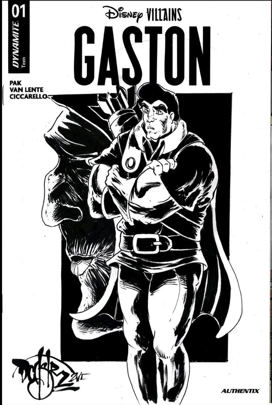 Gaston 1 (2026) Disney Villain Dynamite Comic Sketch Cover W Original DCastr Art
