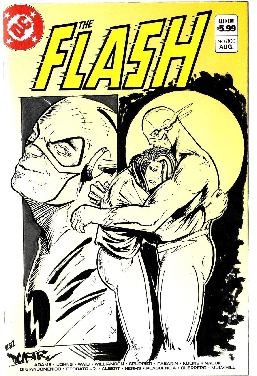 FLASH #800 (2023) DC Comic Sketch Cover Variant W Original Dave Castr Zoom Art 