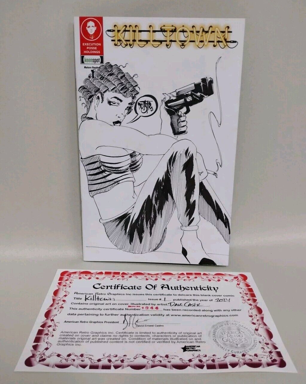 Killtown #1 (2024) Keenspot Comic Sketch Variant W Original Min Dave Castr Art