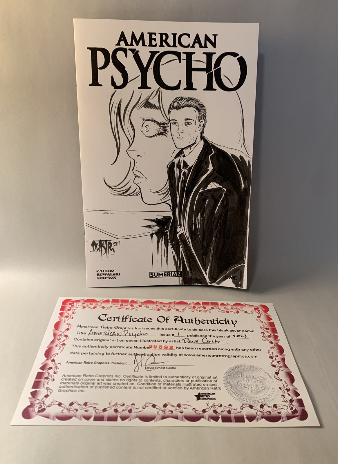 AMERICAN PSYCHO #1 Blank Sketch Cover Comic 2023 W Original Dave Castr Art