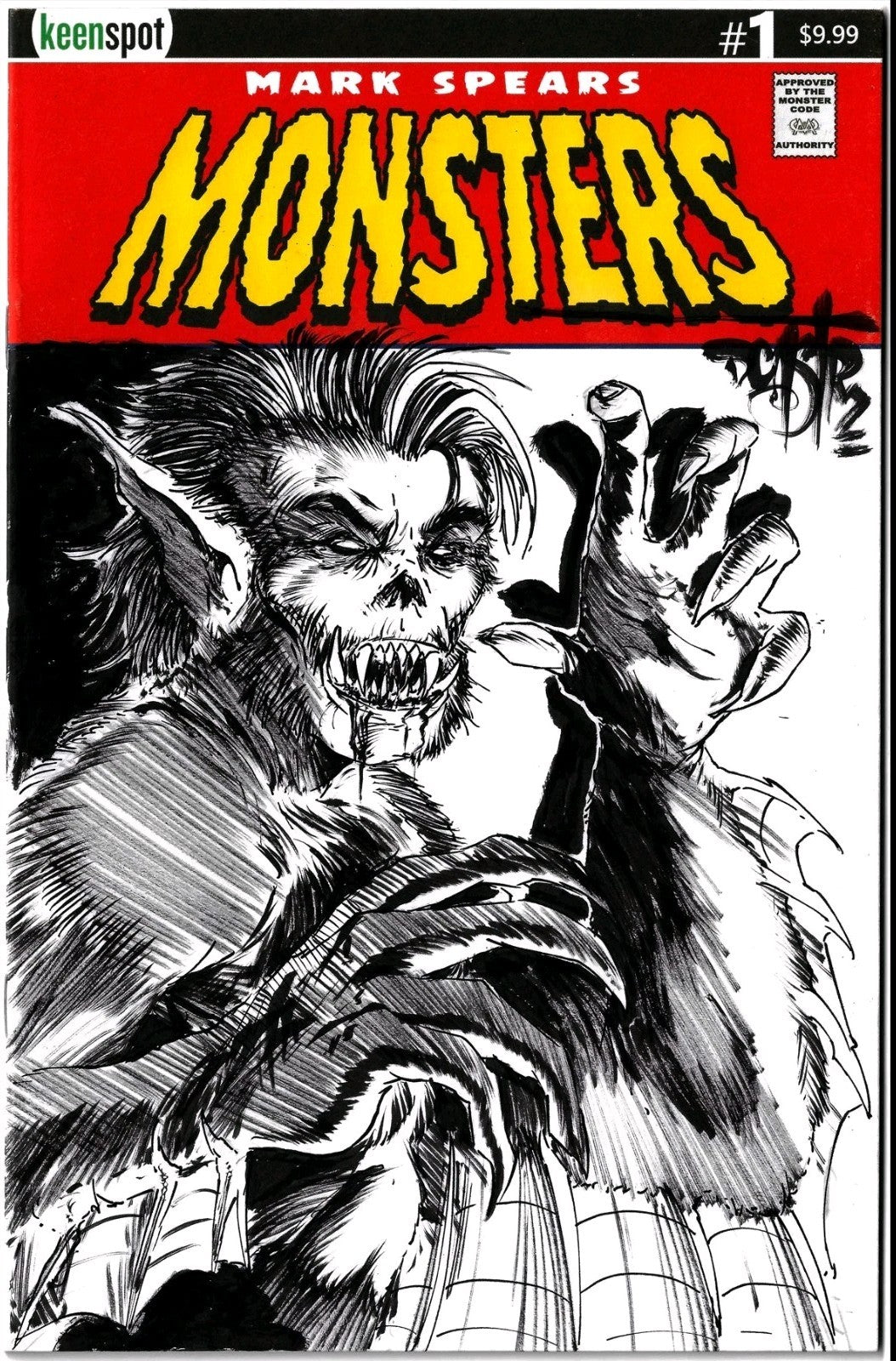 Mark Spears Monster #1 (2024) Keenspot Sketch Cover Comic W Original DCastr Art