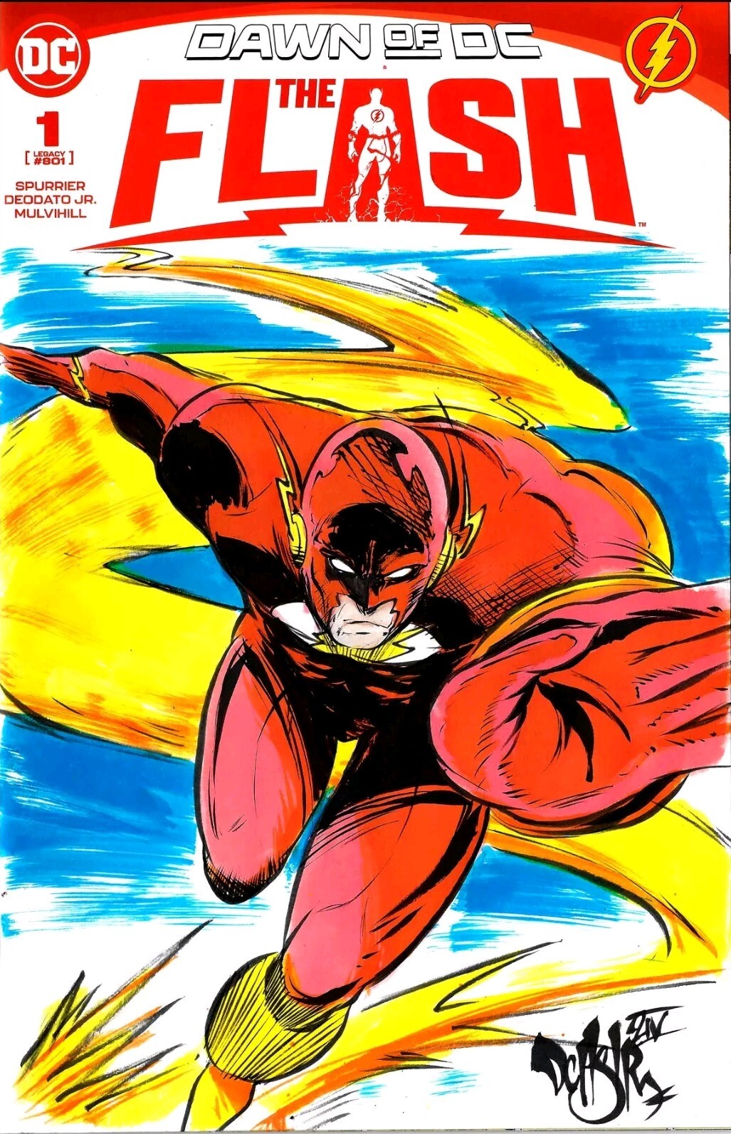 FLASH, THE (DAWN OF DC) #1 Blank Sketch Cover Variant W Original Dave Castr Art