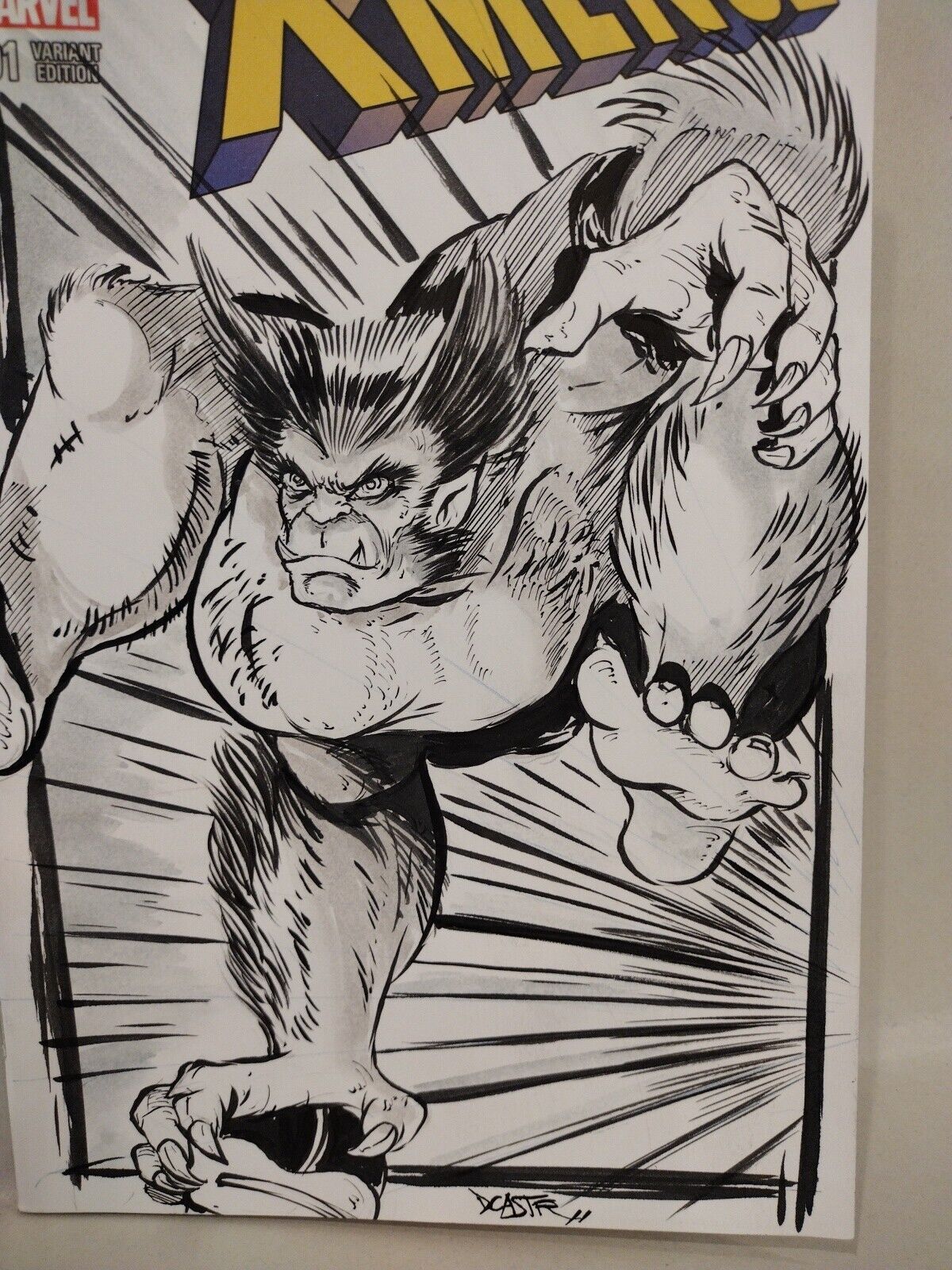 X-Men '92 #1 Marvel Blank Sketch Cover Comic w Original Dave Castr Beast Art