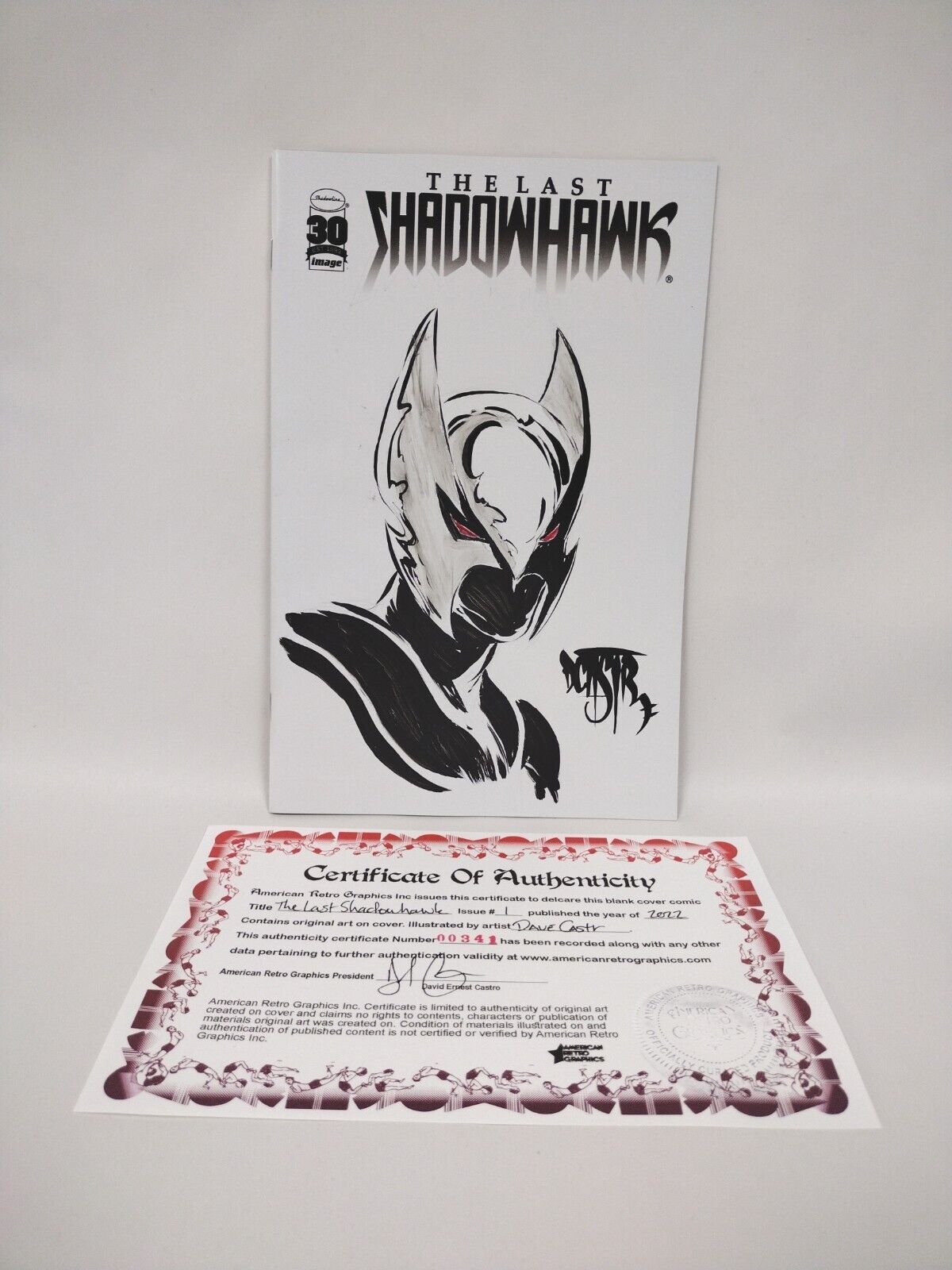 THE LAST SHADOWHAWK WHITE BLANK COVER SKETCH VARIANT W ORIGINAL ART DCASTR ARG